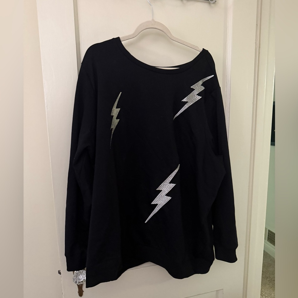 Fleece long sleeve sweatshirt with lightning bolts